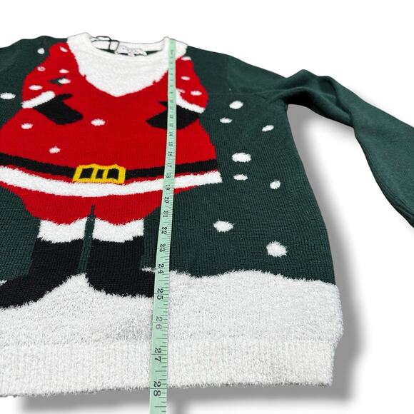 Poof NY Santa Ugly Christmas Sweater Women’s Size Large L Green Holiday Pullover - Picture 6 of 6